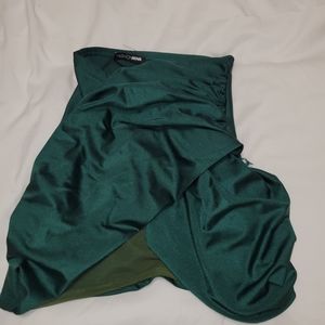 Green Satin Mini Skirt